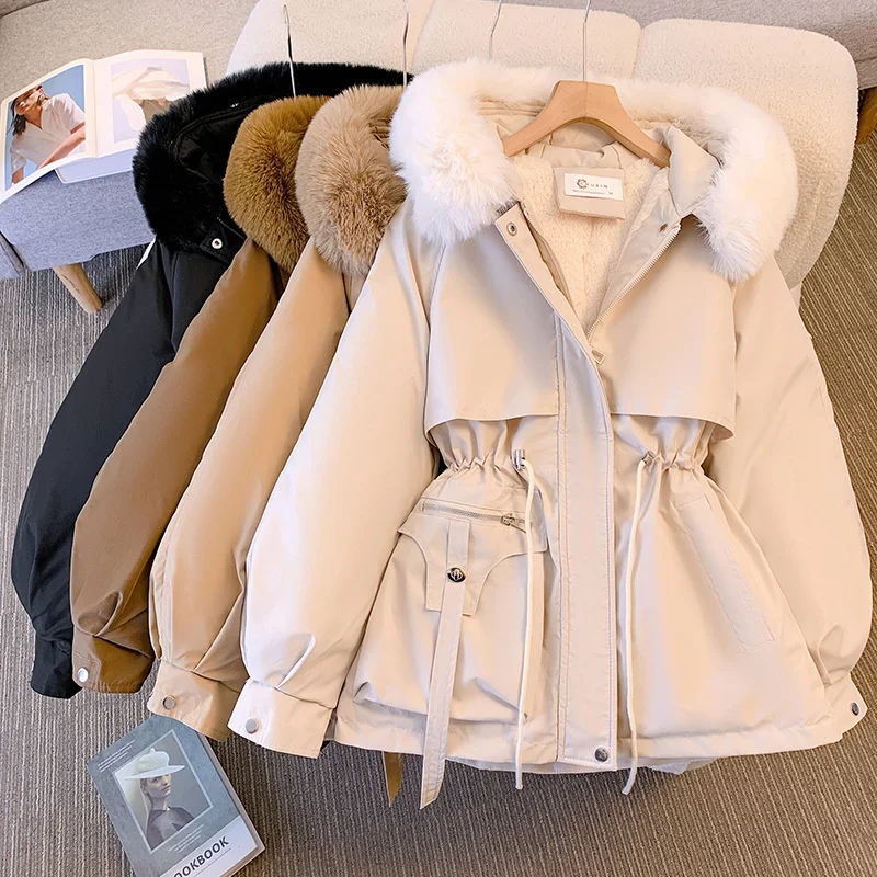 Top Trends: 2023 New Fashion Women Winter Jacket Fake Fur Collar Oversized Long Coat Hooded Warm Lining Female Puffer Jacket Parkas Mujer Shoppable Styles