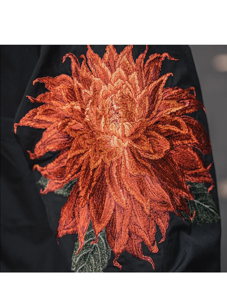 Top Trends: Dark Japan Style Flower Embroidery Original Men's Shirts & Blouses For Women Yohji Homme Unisex Oversize Shirts For Men Clothing Shoppable Styles - Image 5