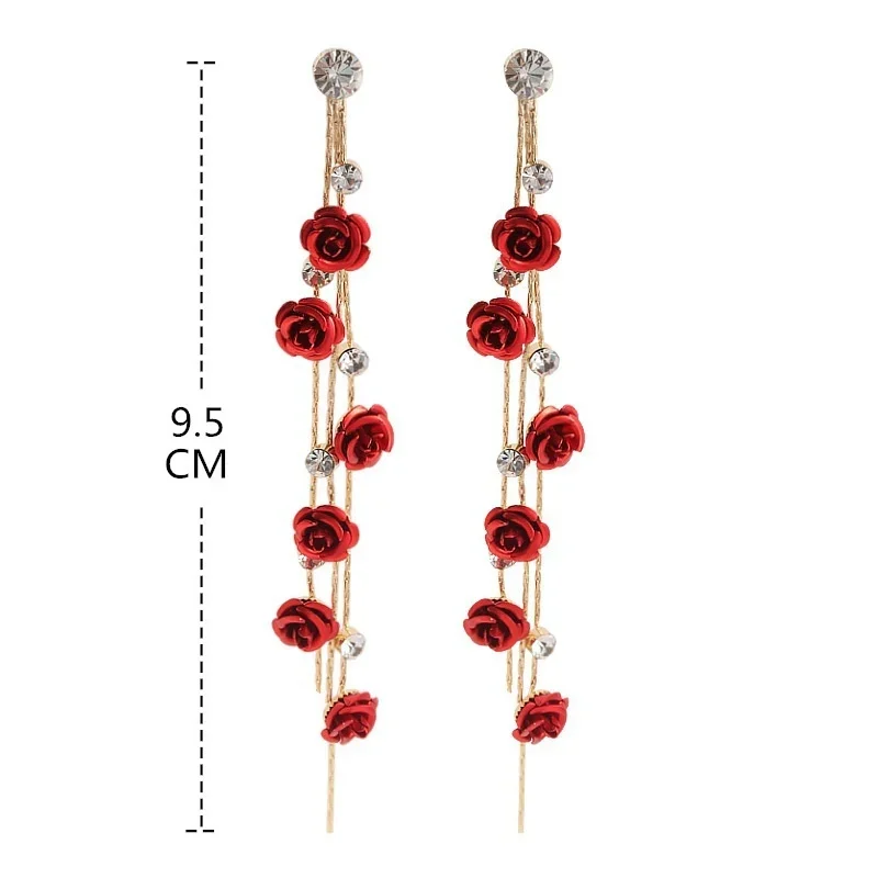 Top Trends: Delysia King Women 2021 Trendy Versatile Rose Earrings Alloy Rhinestone Long Tassels Elegant Temperament Eardrop Shoppable Styles - Image 5