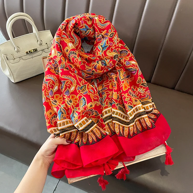 Top Trends: Luxury Brand Cotton Viscose Scarf Bohemian Aztec Plaid Tassel Shawls And Wraps Echarpe Pashmina Bufandas Muslim Sjaal 180*90Cm Shoppable Styles - Image 4