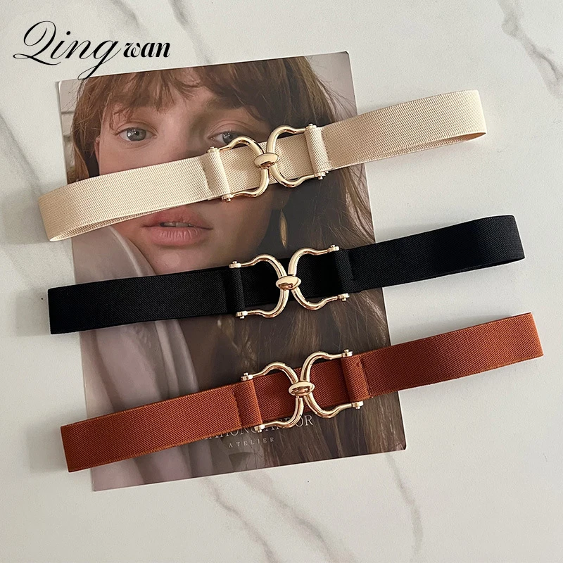 Top Trends: Simple And Dress Coat Decoration Cummerbunds Thin Belt For Women Kpop 3cm Elastic Buckle Elastic Thin Waistband Female Shoppable Styles