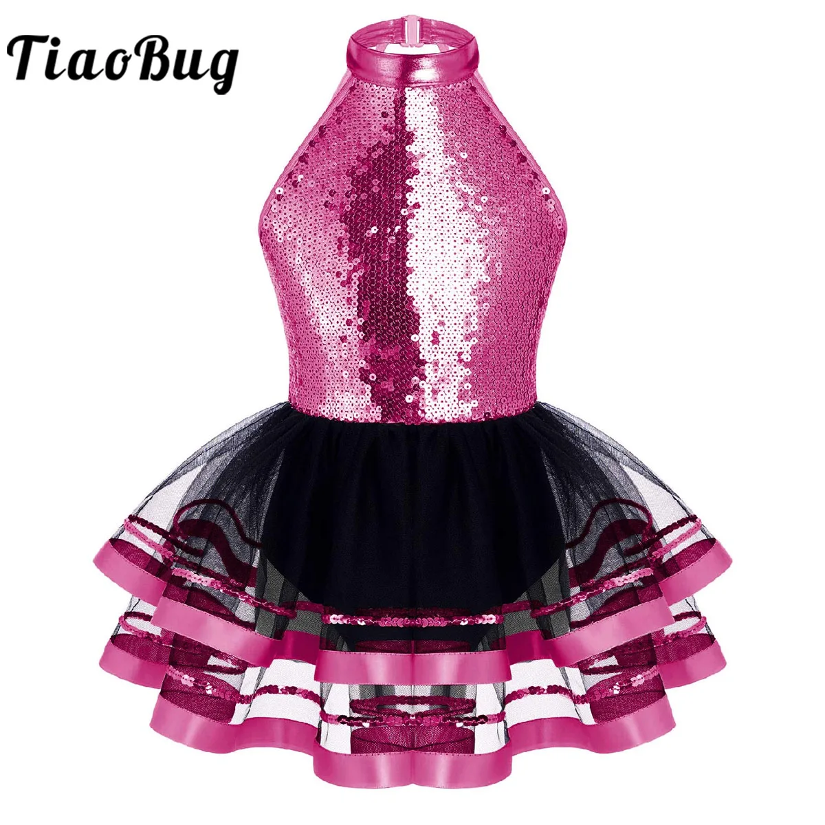 Top Trends: Kids Girls Sequins Halter Ballet Dance Tutu Dress Shiny Gymnastics Leotard Glitter Modern Latin Jazz Dancing Costume Dancewear Shoppable Styles