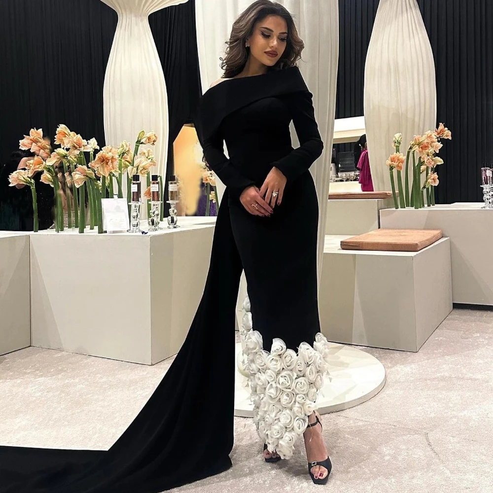 Top Trends: Yipeisha Elegant Fashion Off-the-shoulder Sheath Evening Dresses Flower Bolero Satin Custom Dress Shoppable Styles