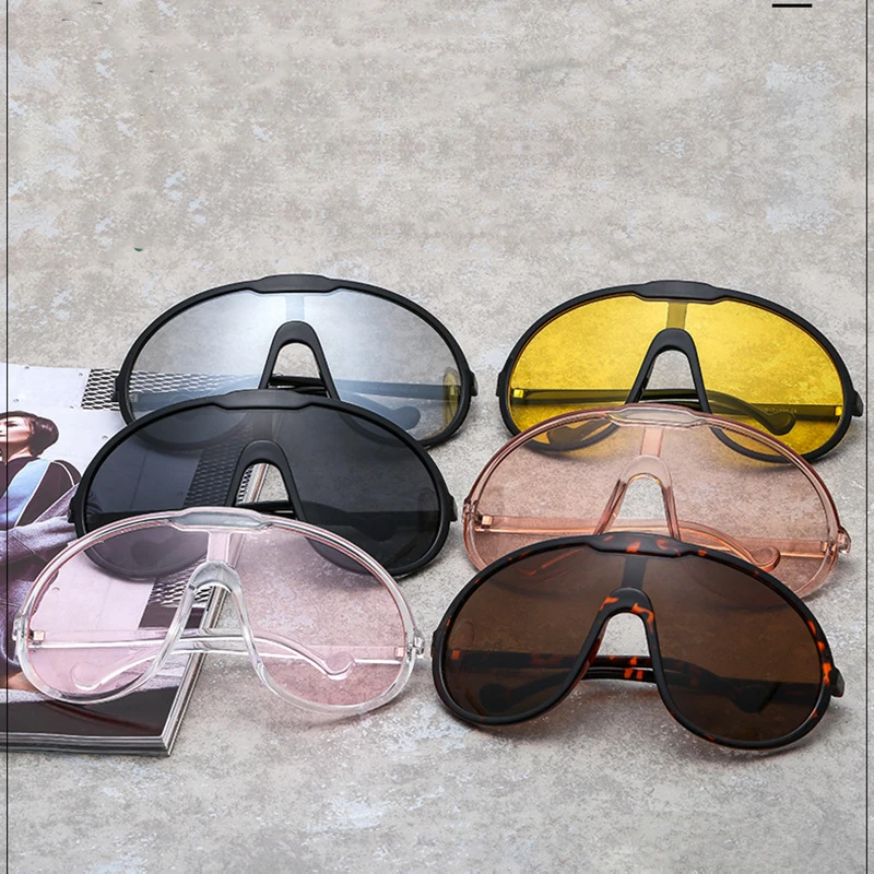 Top Trends: Integrated Conjoined Sunglasses Summer Oversized Hd Lens Shades New Y2K Vintage Round Sun Glasses Outdoor Uv Protective Goggles Shoppable Styles - Image 2