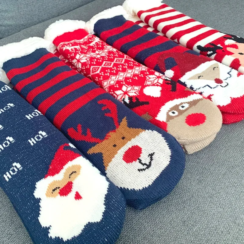 Top Trends: Christmas Fuzzy Slipper Socks Womens Floor Sock Soft Female Shoes Home Indoor Christmas Gifts Silicone Non-slip Grip Floor Sock Shoppable Styles