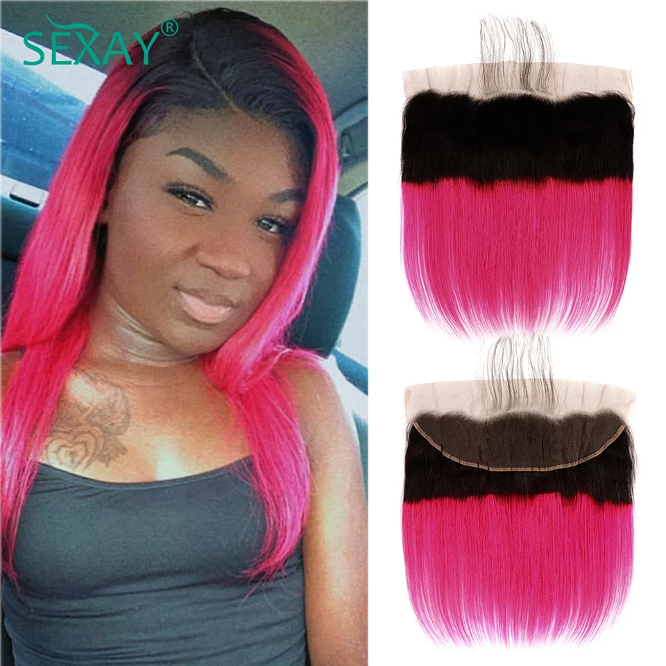 Top Trends: Ombre Hot Pink Color Lace Frontal Pre Plucked Sexay Human Hair 2 Tone 1B Honey Blonde Free Part 13x4 Ear To Ear Lace Frontal Shoppable Styles