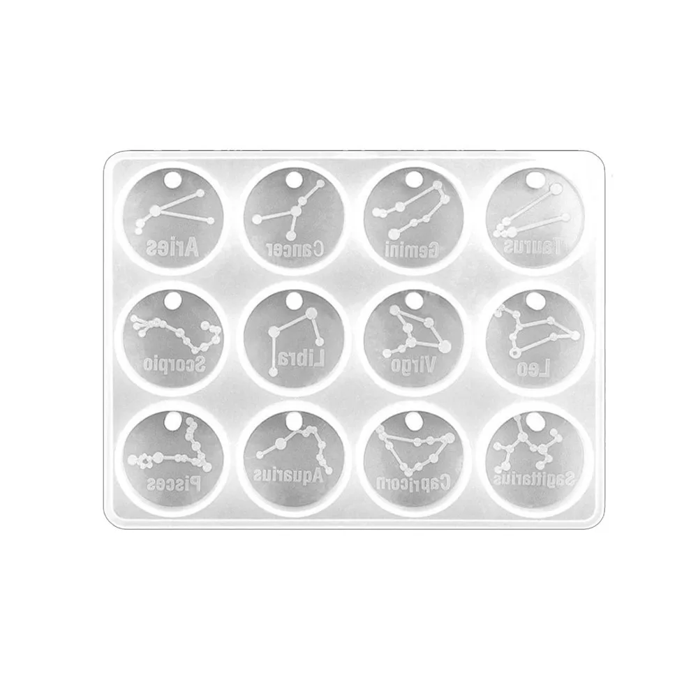 Top Trends: 12 Zodiac Constellation Epoxy Resin Round Molds For DIY Pendant Necklace Bracelet Keychain Jewelry Making Craft Casting Mould Shoppable Styles - Image 2