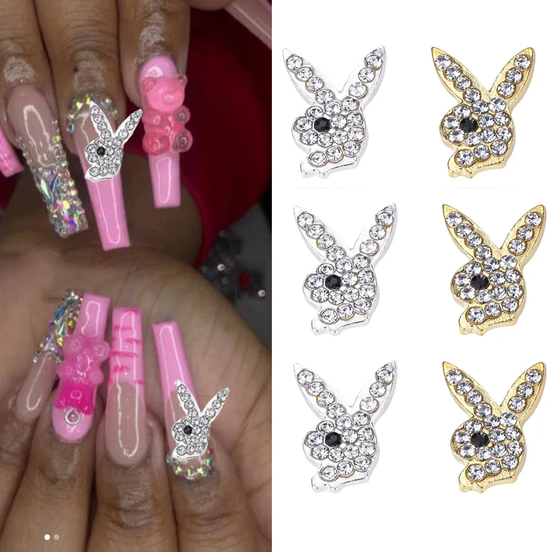 Top Trends: 2023 NEW 3D Nail Bunny Charm 10pcs Bunny Bling Design Nail Charms 10*15mm Alloy Bunny Glitter Rhinestone Crystal DIY Jewelry Shoppable Styles