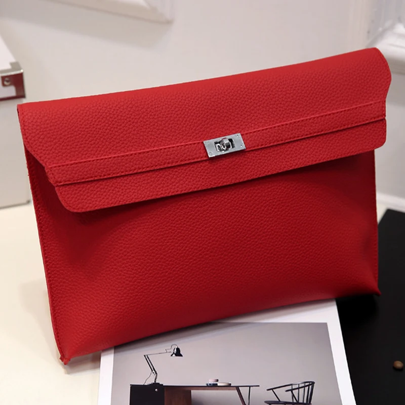 Top Trends: Red Clutch Bag Women Simple Women Ladies Clutch Pu Leather Envelope Clutch Bags Leather Women Lychee Pattern Purse Hand Bags Shoppable Styles