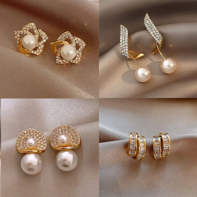 Top Trends: Luxury Gold Color Super Fairy Zircon Pearl Drop Earrings For Women Girl 2023 Elegant Earring Fashion Jewelry Wholesale Gift Shoppable Styles