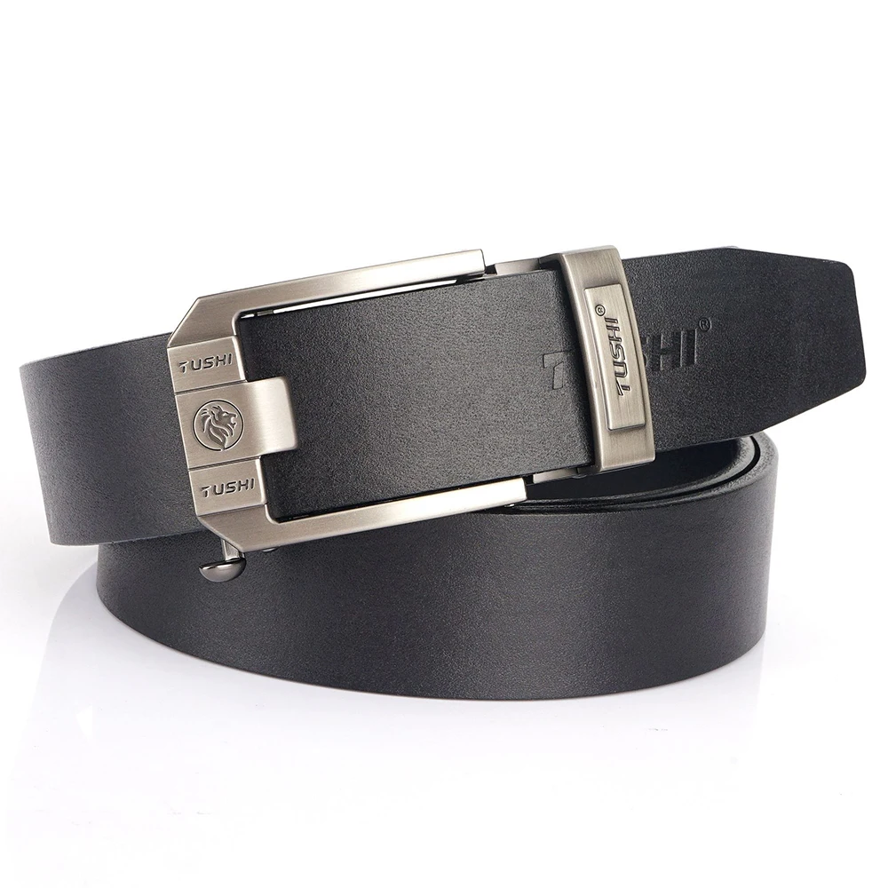 Top Trends: TUSHI Men Leather Belt Metal Automatic Buckle Brand High Quality Luxury Belts For Men Famous Work Business Black Cowskin Strap Shoppable Styles - Image 2