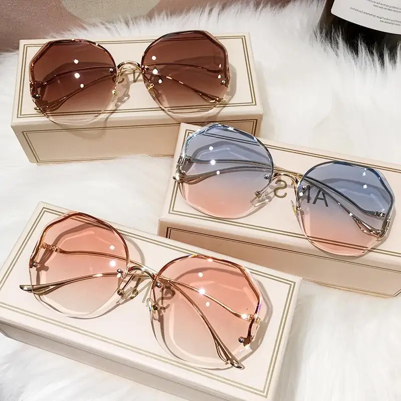 Top Trends: Fashion Gradient Sunglasses Women Brand Design Vintage Pilot Retro Shades Cutting Lens Gradient Sun Glasses Female UV400 Shoppable Styles