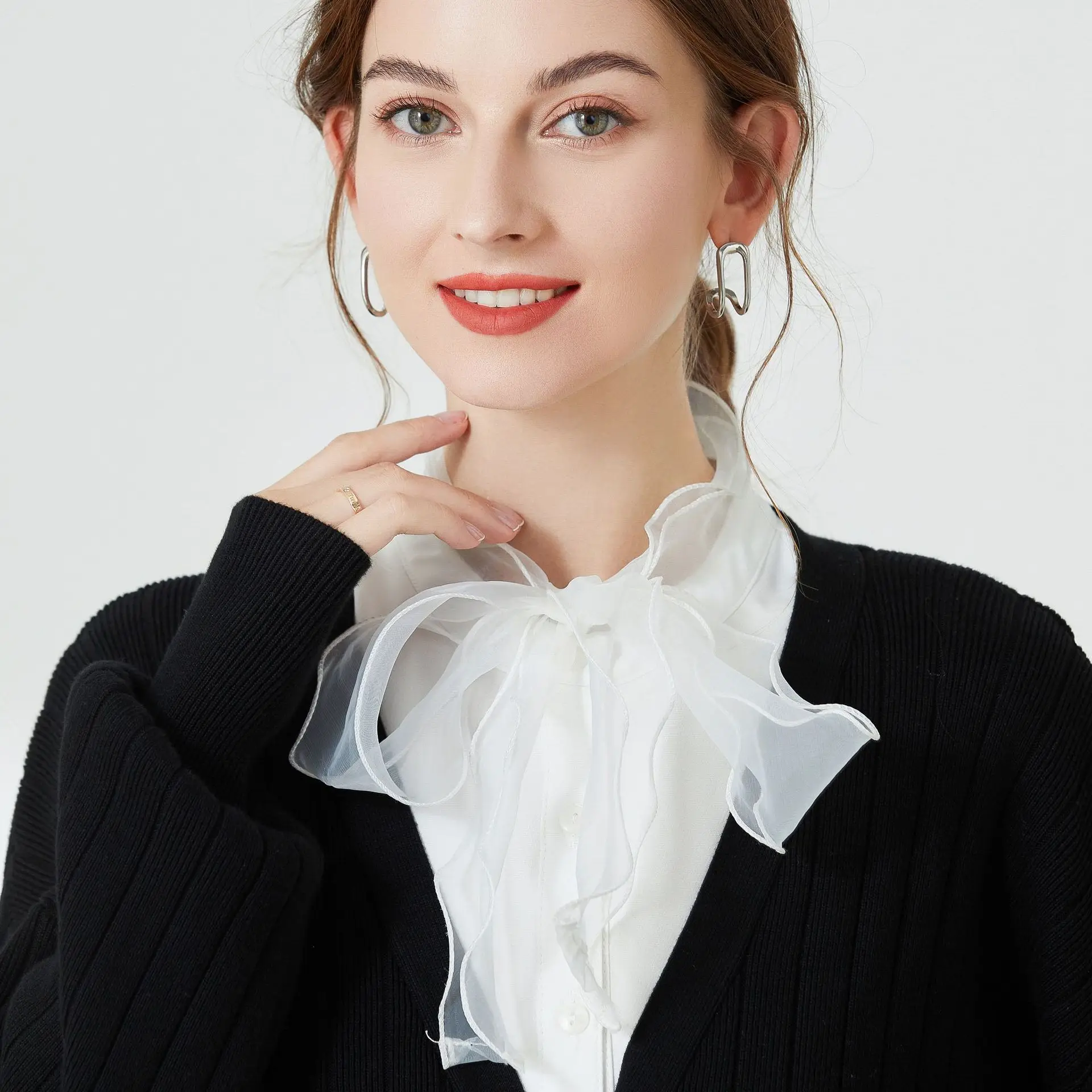 Top Trends: Women Bowknots Fake Collar Autumn False Collar Neckwear Decorative Female White Lapel Blouse Tops Shirt Detachable Collar Shoppable Styles