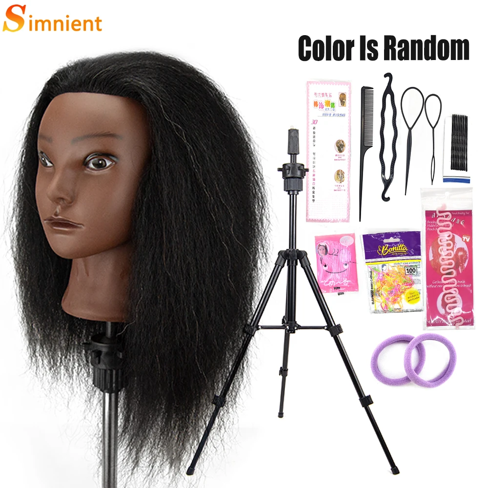 Top Trends: African Mannequin Head 100% Real Hair Hairdresser Training Head With Tripod Manikin Cosmetology Doll Head For Braiding Styling Shoppable Styles