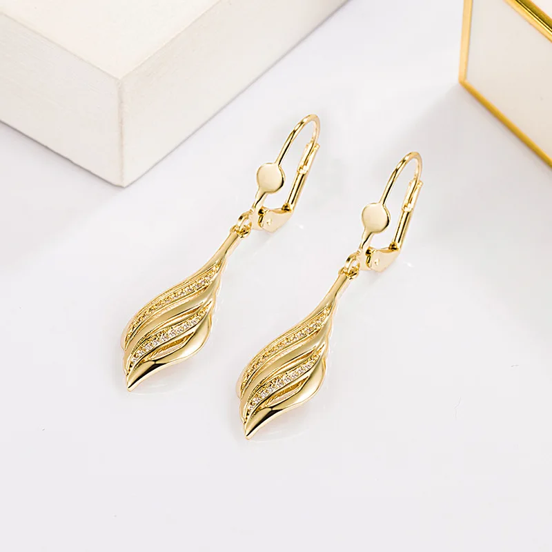 Top Trends: Real 1000% 14K Gold Earring Jewelry For Women Aros Mujer Oreja Pure 14K Gold Natural Diamond Gemstone Dorp Earring Orecchini Shoppable Styles