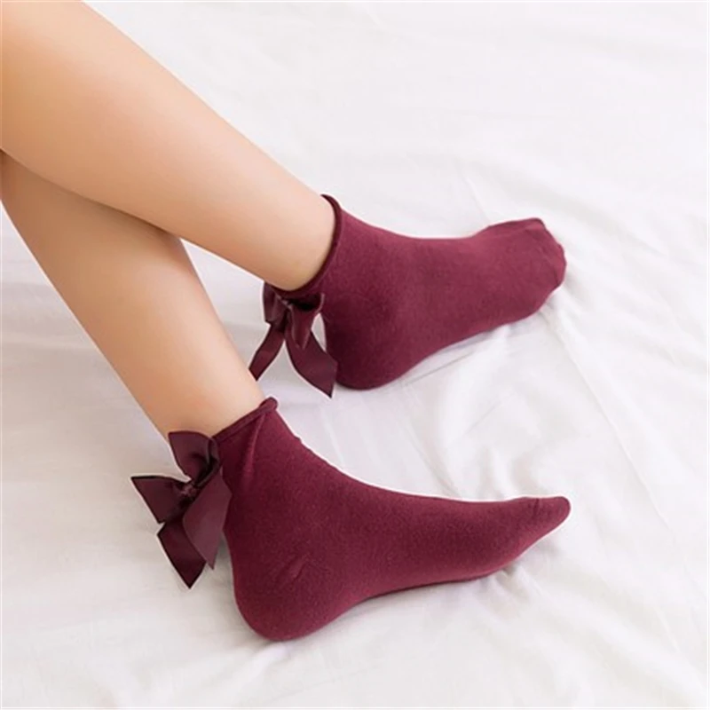 Top Trends: 27 Colors Japanese Streetwear Socks Women's Bow Socks Fashion Female Patchwork Candy Color Short Socks Cute Ladies Knot Sokken Shoppable Styles - Image 2