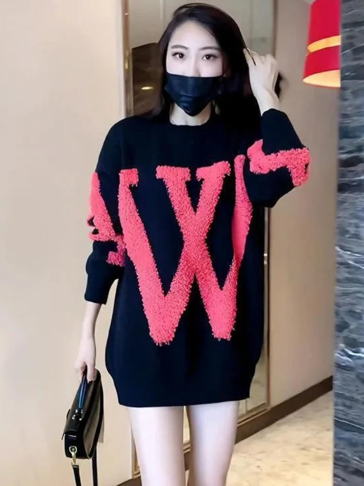 Top Trends: Autumn T-shirt Woman Winter Knitted Sweater Clothing Youth Xxl In Cotton Long Sweatshirt Warm Sexy Pulovers Loose Women&#039;s Top Shoppable Styles