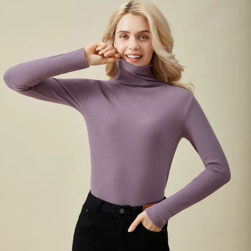 Top Trends: Women's Winter Thermal Underwear Pile Collar Thermal Clothing For Winter Woman Cashmere Protein Slim Fit Elastic T-shirt Tops Shoppable Styles