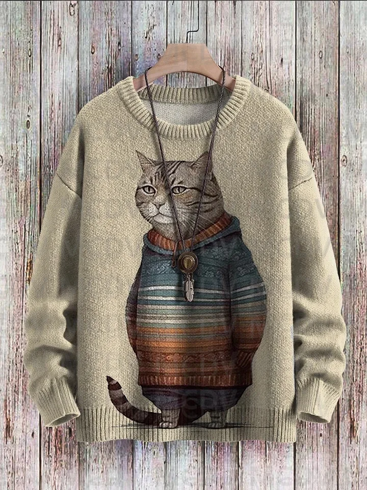 Top Trends: Cute Winter Cat Art Pattern Print Casual Knit Pullover Sweater Men's For Women's Pullover Shoppable Styles