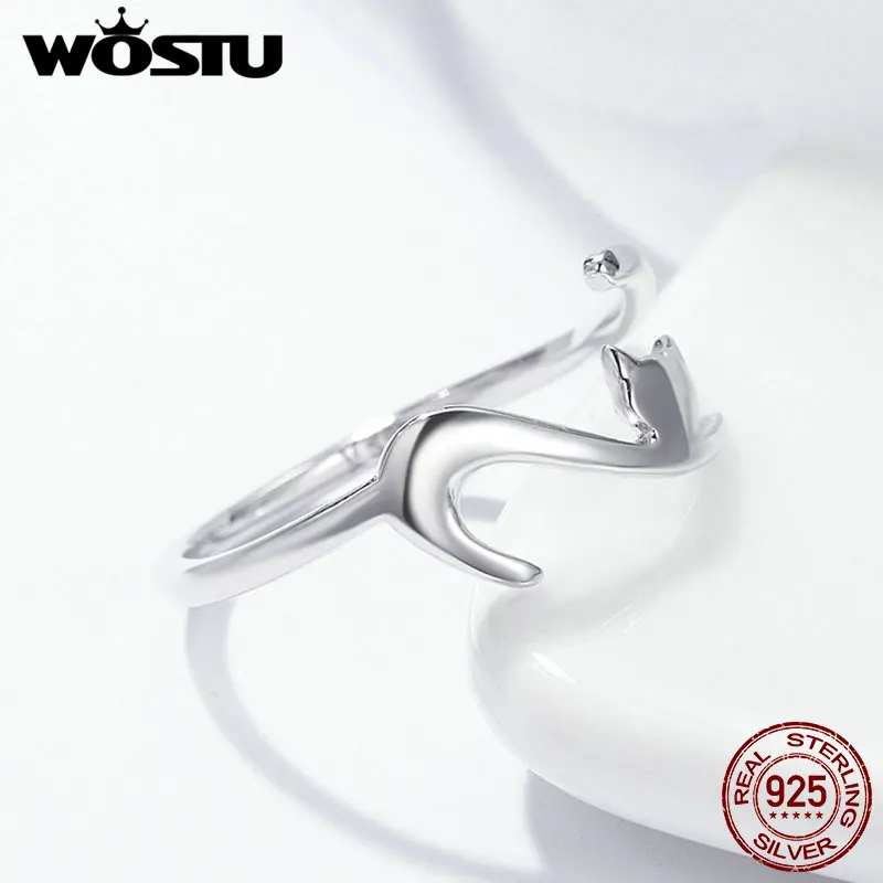 Top Trends: WOSTU 925 Sterling Silver Dachshund Dog Rings Adjustable Cut Animal Open Ring For Women Original Fine Jewelry Christmas Gift Shoppable Styles - Image 6