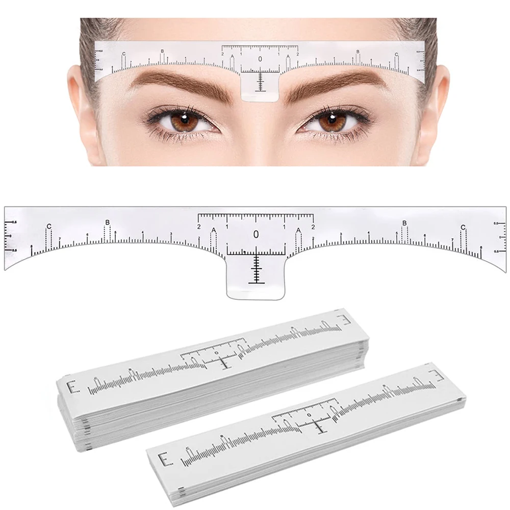 Top Trends: 50 / 30 / 10pcs Tattoo Eyebrow Ruler Sticker Disposable Eyebrow Position Ruler Guide With Brow Shape For Tattoo Eyebrow Makeup Tools Shoppable Styles