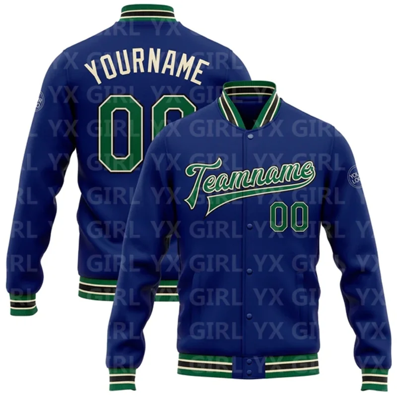 Top Trends: Custom Royal Kelly Green OR-Black Bomber Full-Snap Varsity Letterman Jacket 3D Printed Baseball Button Jacket Shoppable Styles