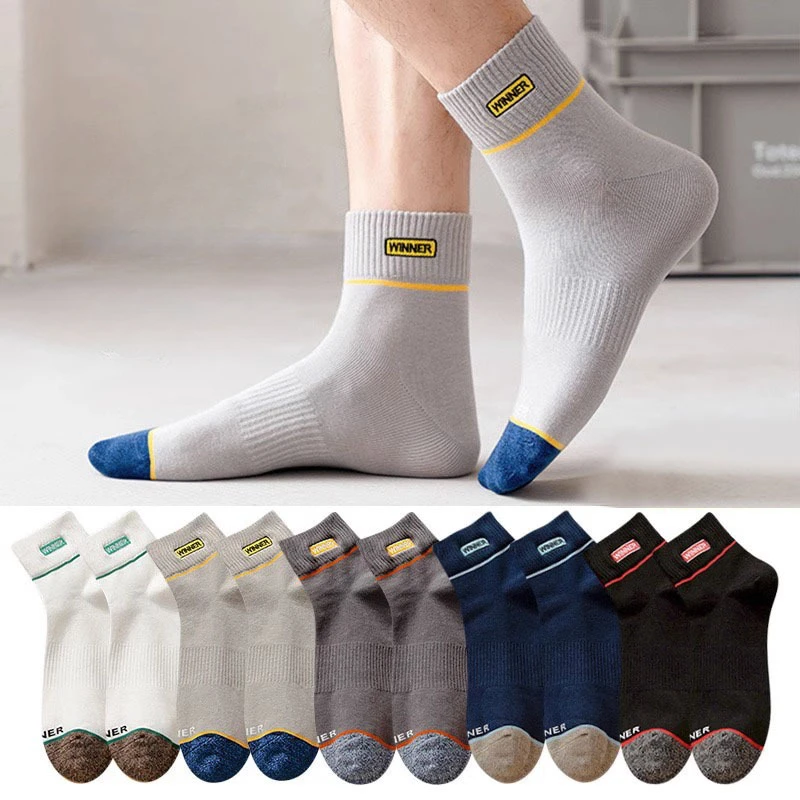 Top Trends: 5Pairs / Lot Socks Men Run Sports Business Long Middle Socks Soft Breathable Autumn Winter Tube Casual Male Crew Thick Sock Shoppable Styles