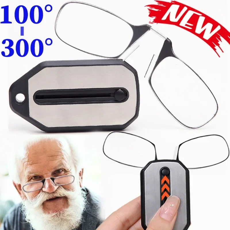 Top Trends: Nose Clip-on Reading Glasses Folding Legless Ultralight Magnifier Eyeglasses Keychain Men Women Mini Portable Presbyopic Glasses Shoppable Styles