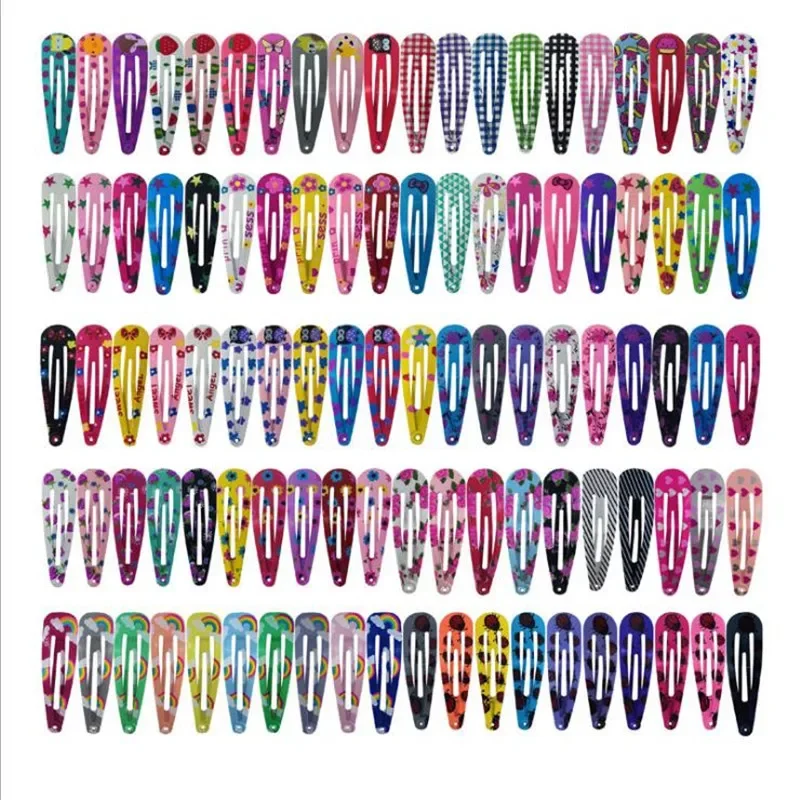 Top Trends: 40Pcs / Lot Print Hair Accessories Dripping Hair Clip Princess Barrette Korean Hairclip Cartoon Headdress Solid Hairpins For Girls Shoppable Styles