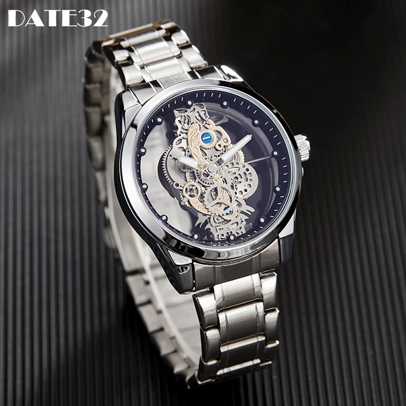 Top Trends: Skeleton Hollow Men Watches Luxury Steampunk Gold Sliver New Quartz Watch Stainless Steel Male Transparent Man Relogio Masculino Shoppable Styles