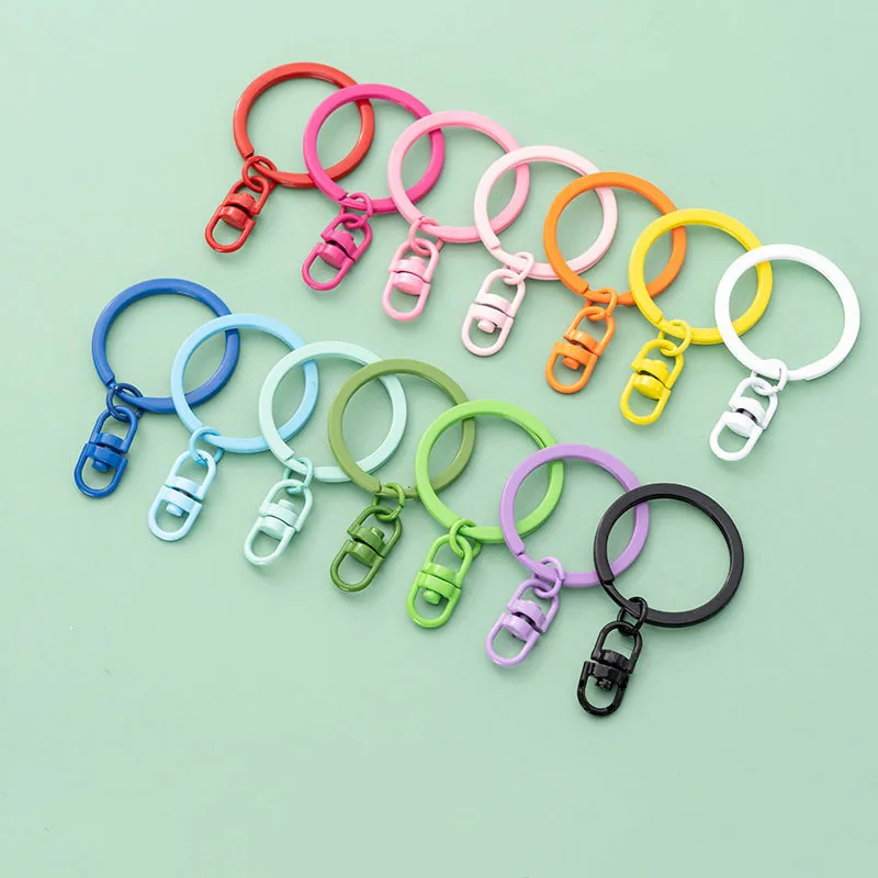 Top Trends: 10pcs 30mm Candy Color Keyring With Rotating Buckle For Diy Jewelry Making Keychain Connector Key Ring Accessories Wholesale Shoppable Styles