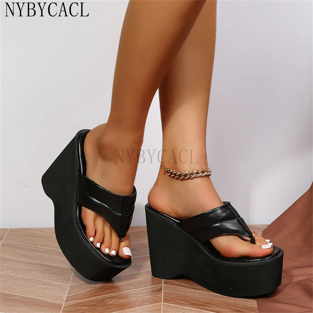 Top Trends: Big Size 35-43 New Ladies Wedges High Heels Flip Flops Fashion Platform Summer Women&#039;s Slippers Casual Slides Shoes Woman 2022 Shoppable Styles