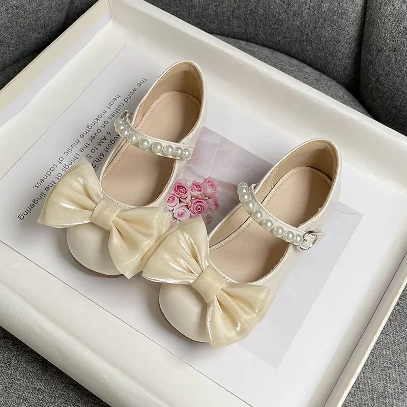 Top Trends: 2-10Years Old Kids Leather Shoes Red Black Beige Fashion Bows Girls Princess Shoes For Wedding Party Dance Children Single Shoes Shoppable Styles