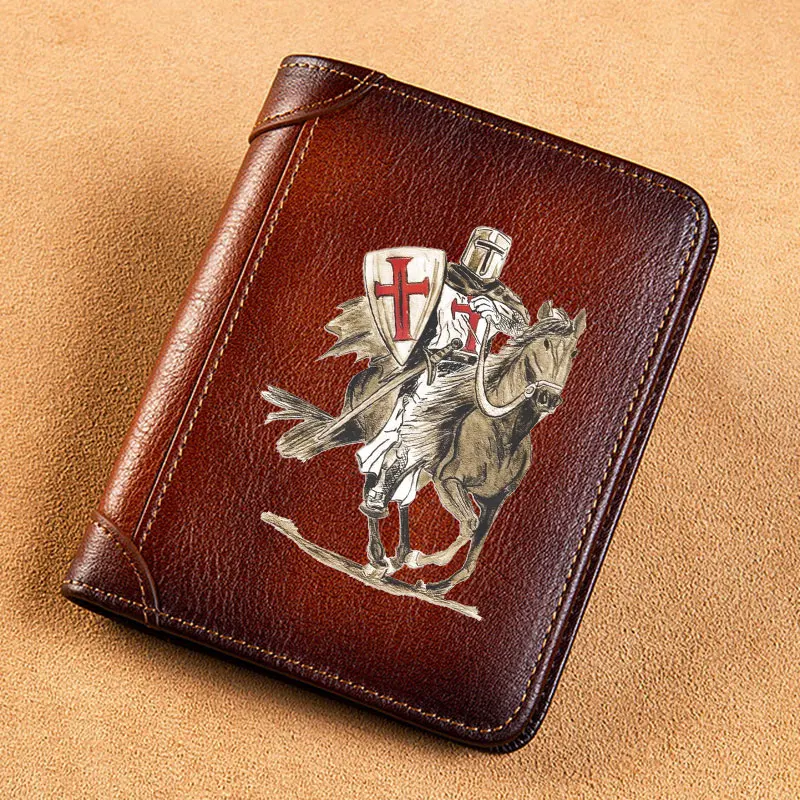 Top Trends: High Quality Genuine Leather Men Wallets Retro Brave Knights Cover Short Card Holder Purse Trifold Men's Wallet BK3879 Shoppable Styles