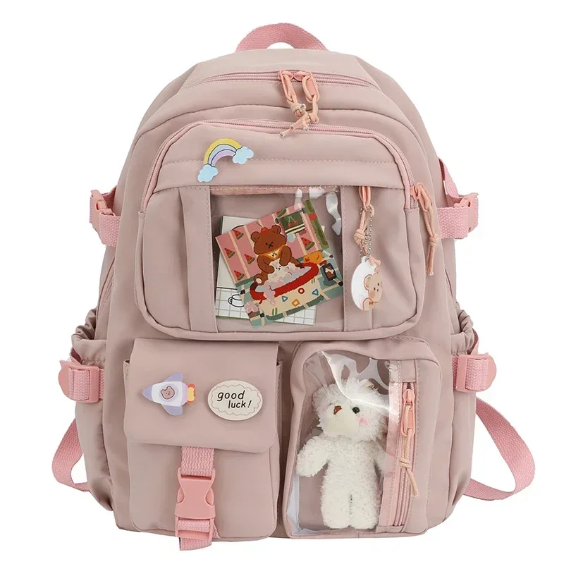 Top Trends: New Children's Backpack Student Kawaii High School Backpack Large Capacity Schoolbag Girl Fashion Leisure Luxury Handbag Сумка Shoppable Styles