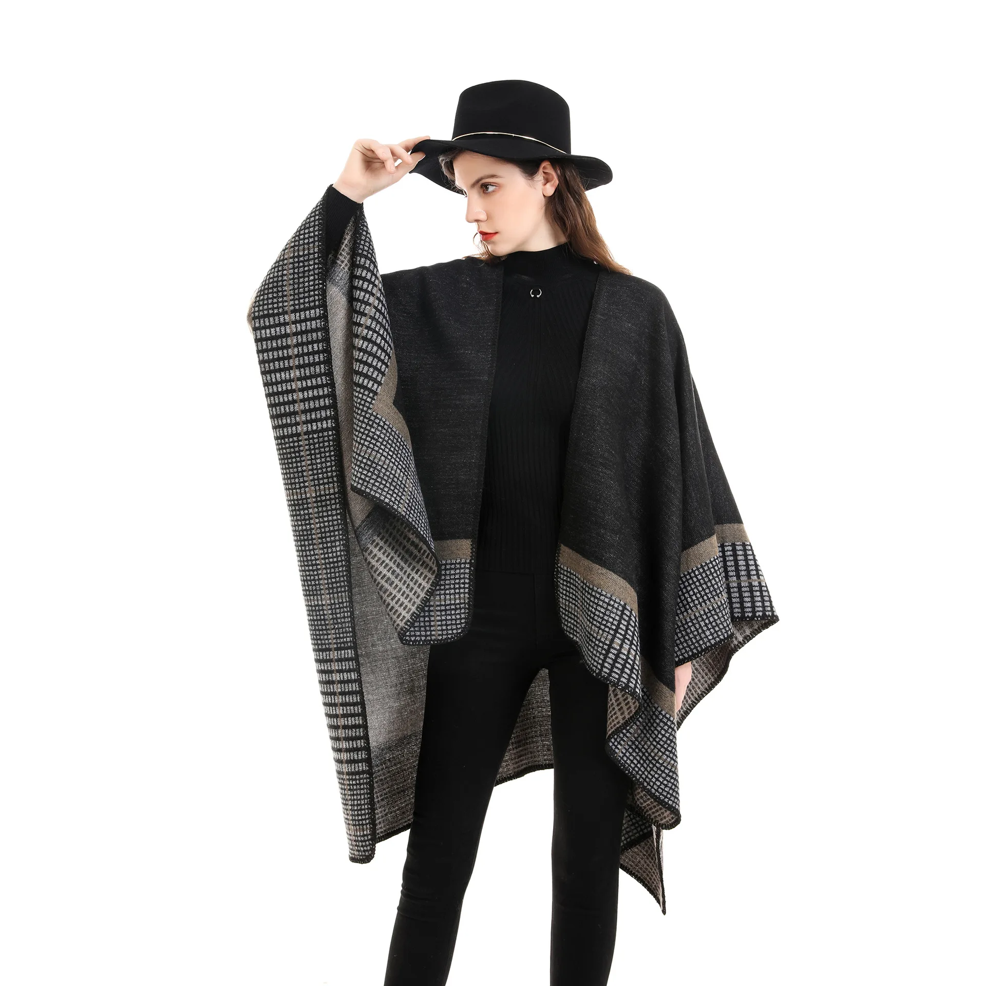 Top Trends: Women Spring Cloak Stylish Cashmere Feel Shawl Lady Classic Vintage Cape Autumn Retro Cardigan Winter Soft Large Blanket New In Shoppable Styles - Image 2