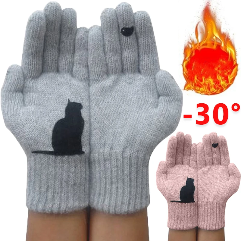 Top Trends: Women Faux Wool Gloves Cartoon Cat Bird Autumn Winter Thicken Knit Warm Gloves Cashmere Cute Fashion Outdoor Cycling Gloves Shoppable Styles