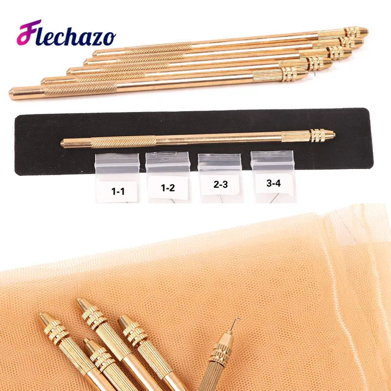 Top Trends: 1-4 Pcs Different Size Ventilating Needles For Lace Wigs Making Long Wooden Handle Crochet Needle Hair Wig Making Tools Shoppable Styles