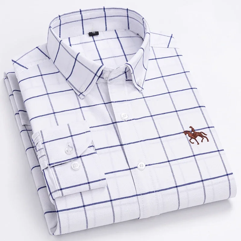 Top Trends: New In Shirt 100% Cotton Plus Size Long-sleeve Shirts For Men Slim Fit Formal Fashion Office Shirt Free Shipping Items Clothes Shoppable Styles