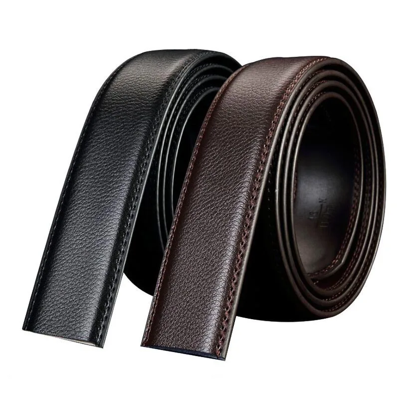 Top Trends: 125 / 130CM Fashion Men&#039;s Belts Cow Leather Automatic Buckle Belt Luxury Waist Ratchet Business Waistband For Office Shoppable Styles