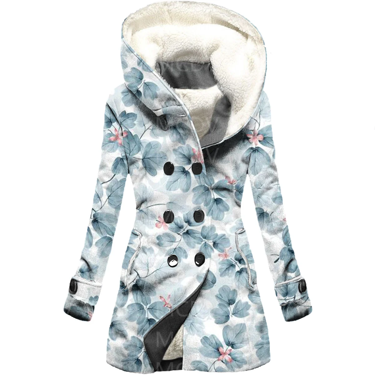 Top Trends: Flower 3D Printed Fleece Hooded Cloak Women Thick Warm Coat Women's Winter Warm Overcoat 01 Shoppable Styles