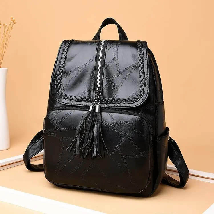 Top Trends: Women PU Leather Backpack School Bag Classic Black Waterproof Travel Shoulder Bag Multi-function Backpack Women Shoppable Styles