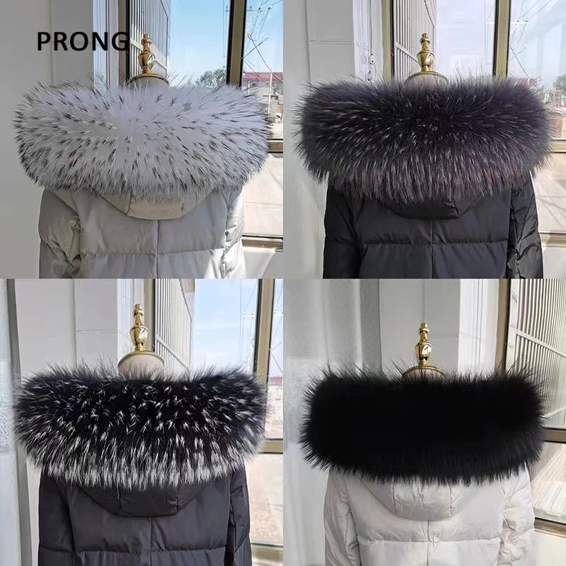 Top Trends: 100% Natural Fur Collar Real Raccoon Fur Women Scarves Winter Coat Neck Cap Fur Trim Collar Long Warm Genuine Fur Scarf Shoppable Styles