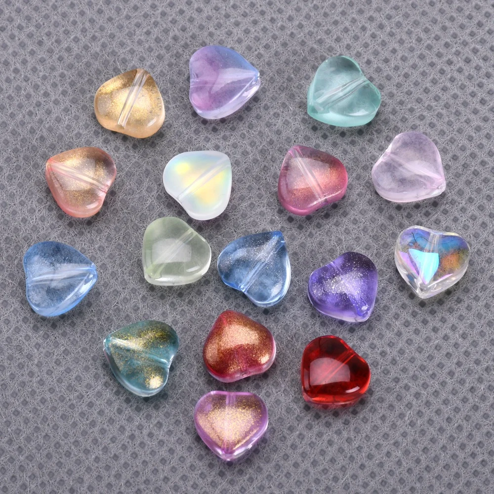 Top Trends: 20pcs Small Heart Shape 8mm Colorful Lampwork Crystal Glass Loose Beads For Jewelry Making DIY Crafts Findings Shoppable Styles