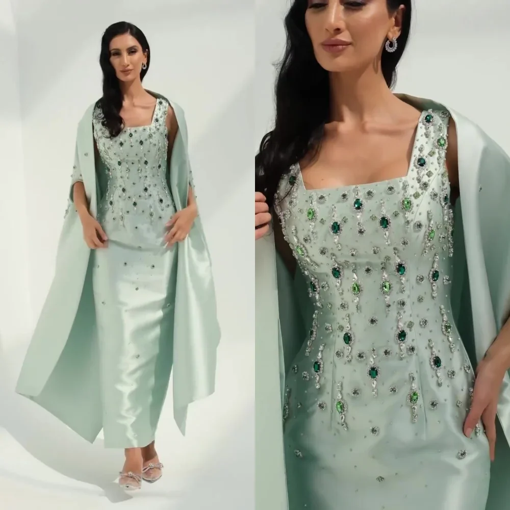 Top Trends: Oisslec Green Crystal Handbeading Prom Dresses 2-Piece Jacket Back Split Arabia Luxury Evening Dress Formal Wedding Party Gowns Shoppable Styles