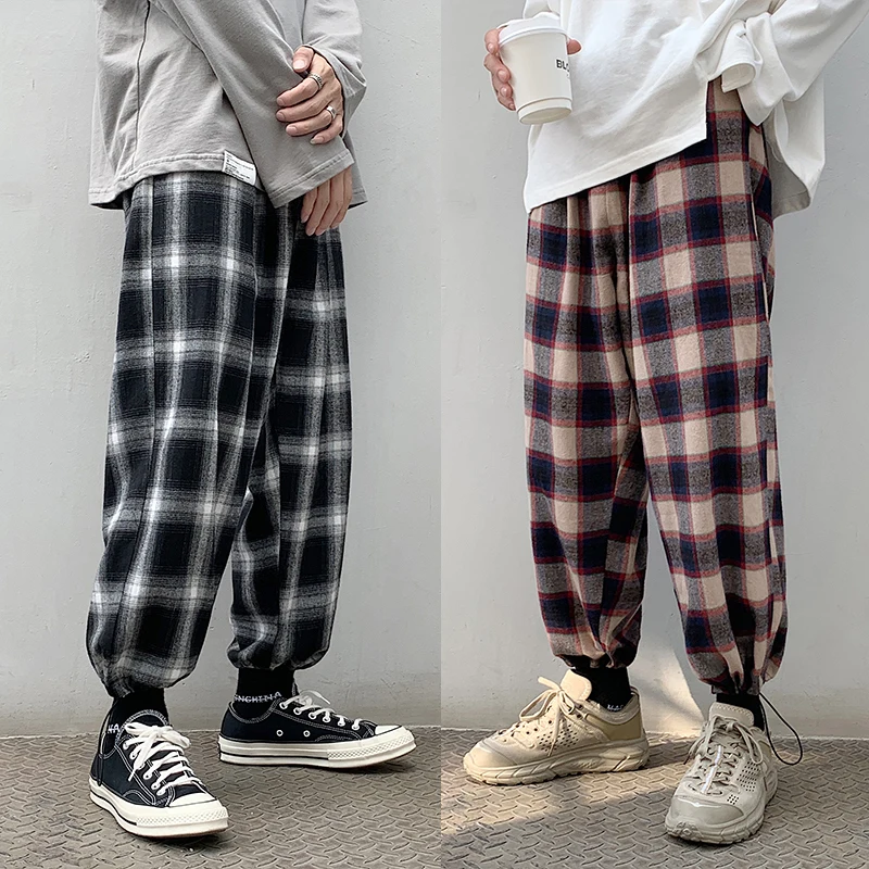 Top Trends: Black Plaid Joggers Pants Men&#039;s Cotton Comfortable Pant Summer Loose Comfortable Casual Trendy Japanese Eight Pant Sweatpants Shoppable Styles