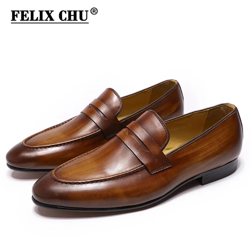 Top Trends: FELIX CHU Mens Penny Loafers Leather Shoes Genuine Leather Elegant Wedding Party Casual Dress Shoes Brown Black Shoes For Men Shoppable Styles