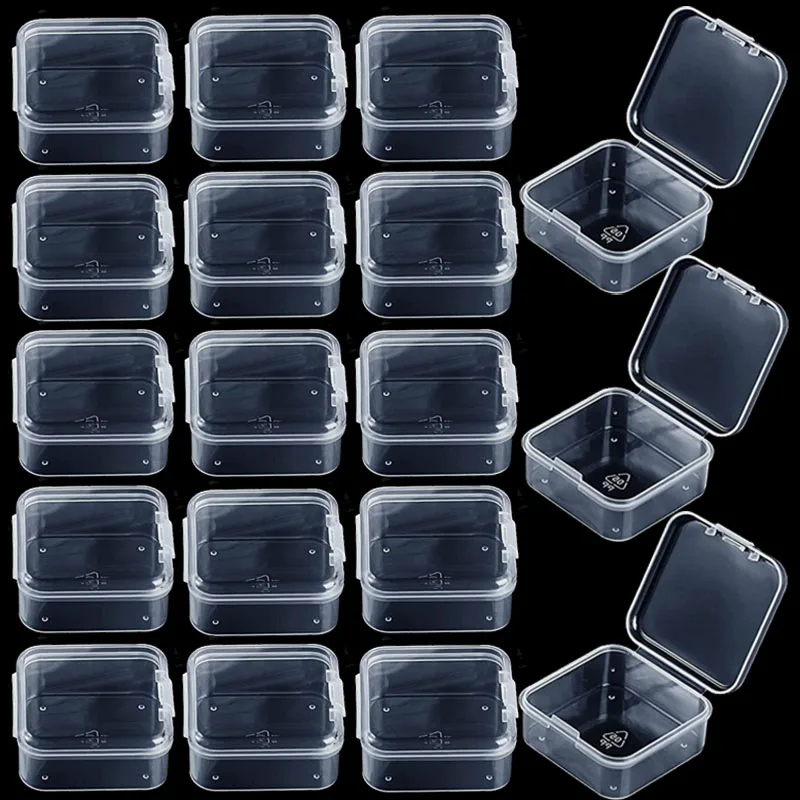 Top Trends: 48 Packs Clear Small Plastic Containers Transparent Storage Box With Hinged Lid For Items Crafts Jewelry Package Clear Cases Shoppable Styles