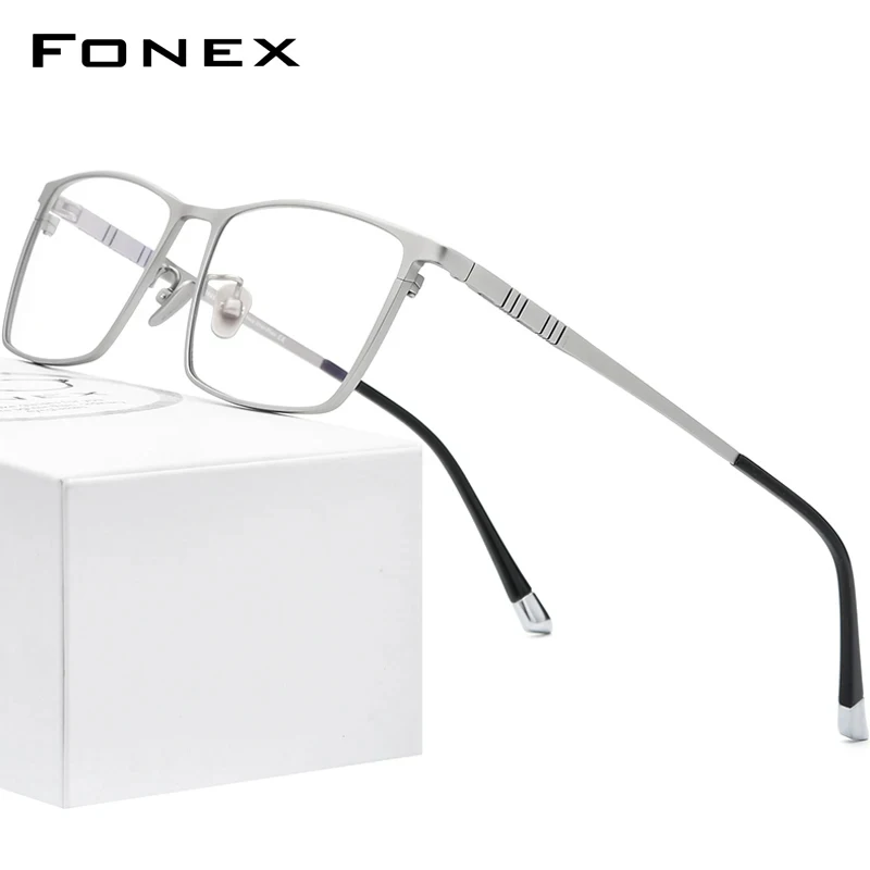 Top Trends: FONEX Pure Titanium Glasses Frame Men Square Eyewear 2020 New Male Classic Full Optical Prescription Eyeglasses Frames F85641 Shoppable Styles