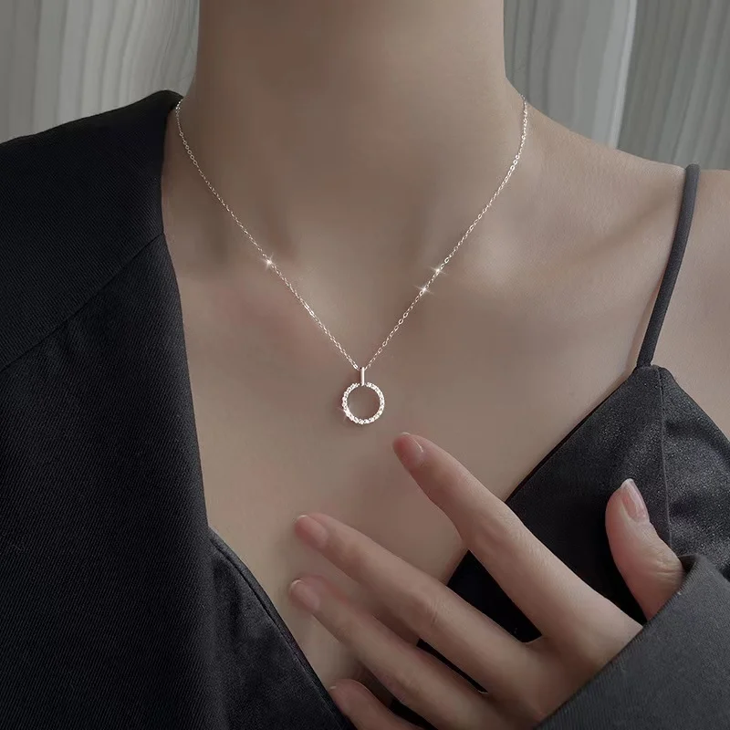 Top Trends: New 925 Sterling Silver Round Necklace Zircon Geometric Pendant Chanis Sparkling Choker Party Favor Women Fashion Jewelry Shoppable Styles